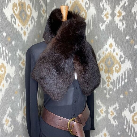 Ralph Lauren Black Label * Brown Opossum Fur Pull Through Scarf - Picture 11 of 16